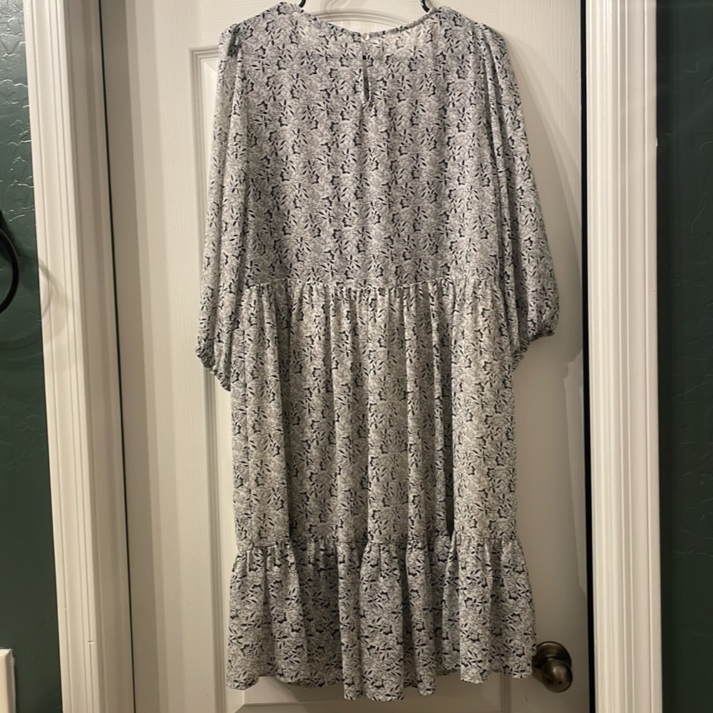 Jodifl Mixed Media 3/4 Sleeve Boho Dress Embroidered Black and White Size M - Picture 8 of 9